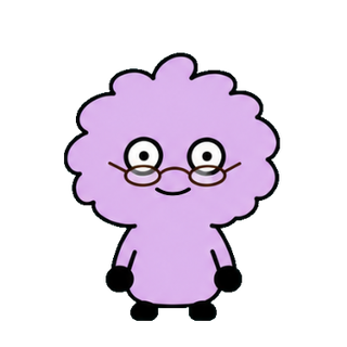 紫の体に老眼鏡を掛けたふんふん